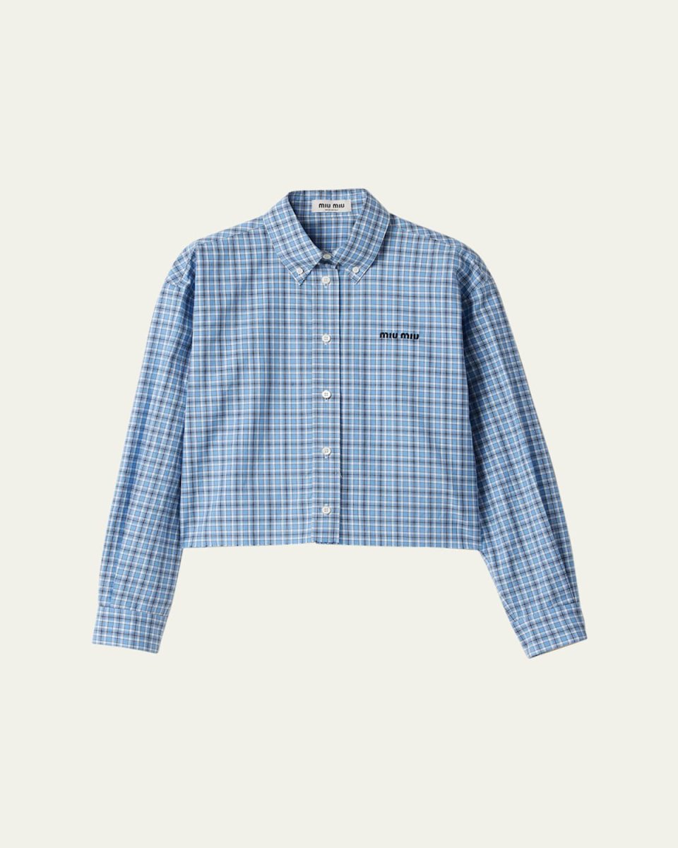 Check Crop Button-Down Shirt